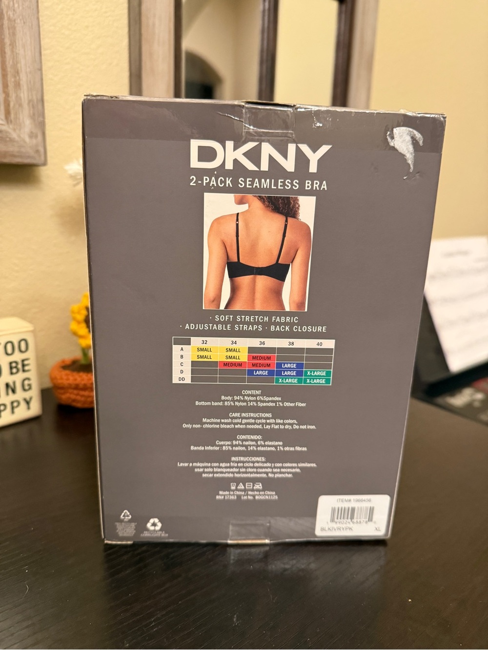 DKNY 2 Pack Soft Seamless Stretch Bras With Adjustable Straps XL - Picture 2 of 4
